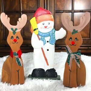 Set of 3 Vintage Mikasa Wood Standing Christmas Trio of Friends